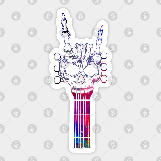 Rock 'n Roll Skeleton Hand Guitar design Sticker by Luxinda